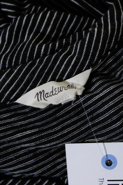 Madewell Womens Striped Sleeveless Drop Waist Midi Tank Dress Black White Size L