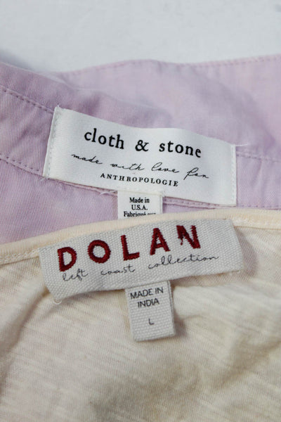 Cloth & Stone Dolan Womens Button Down Shirt Tank Pink Blue Tan Size L Lot 2