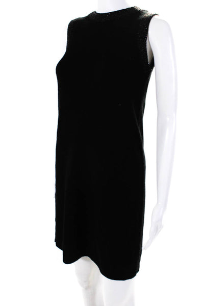J Crew Women's Round Neck Beaded Sleeveless Sweater Mini Dress Black Size XS