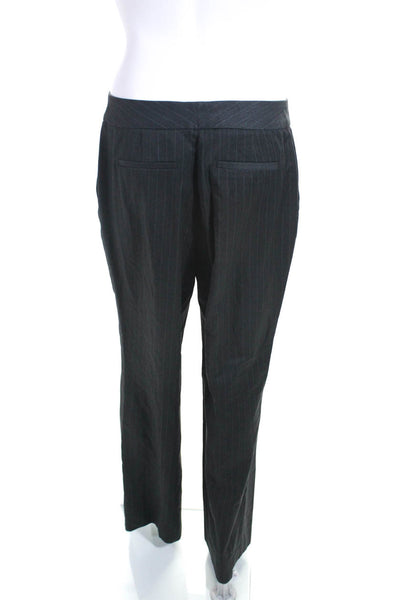 Calvin Klein Womens Pinstripe Flat Front Mid-Rise Straight Leg Pants Gray Size 8