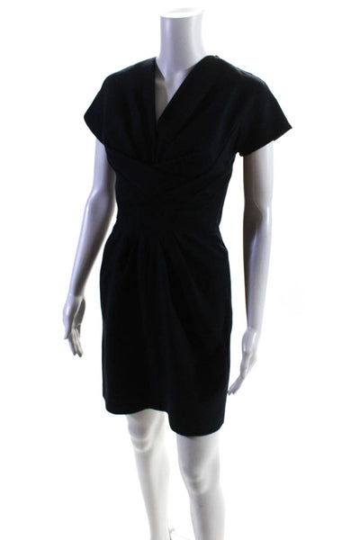 Robert Rodriguez Black Label Womens Back Zip V Neck Sheath Dress Black Size 4