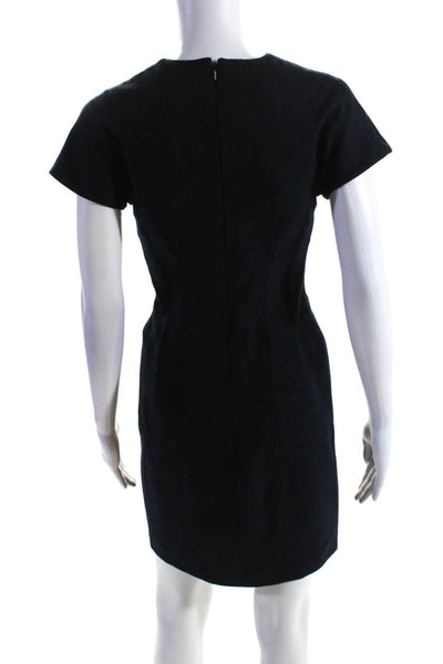 Robert Rodriguez Black Label Womens Back Zip V Neck Sheath Dress Black Size 4