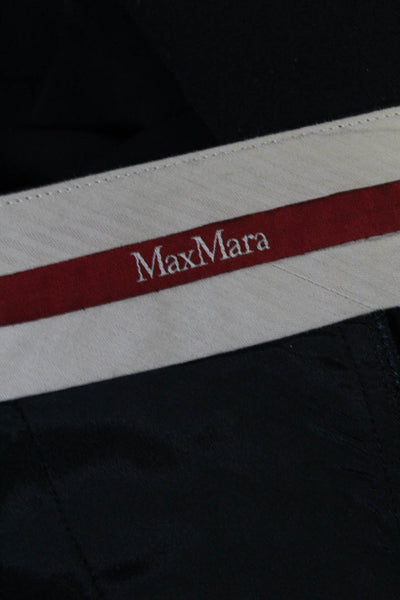 Max Mara Studio Women's Straight Leg Pleated Dress Pants Navy Size 4