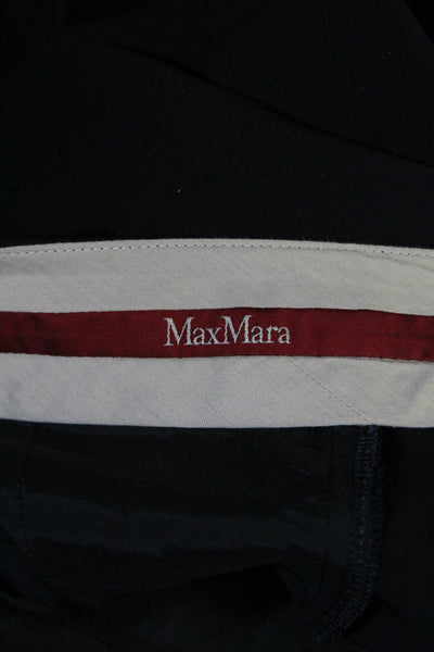Max Mara Studio Women's Mid Rise Straight Leg Pleated Dress Pants Navy Size 14