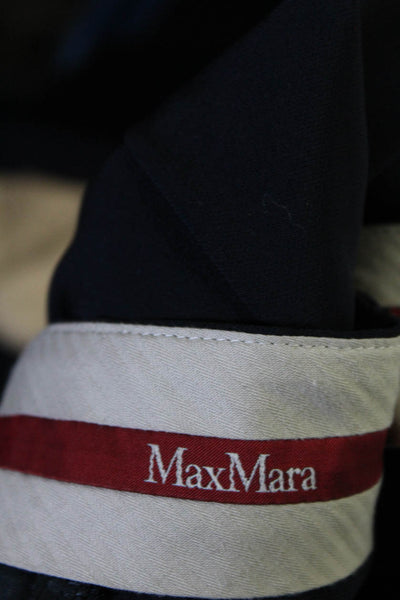 Max Mara Studio Women's Mid Rise Straight Leg Dress Pants Navy Size 4