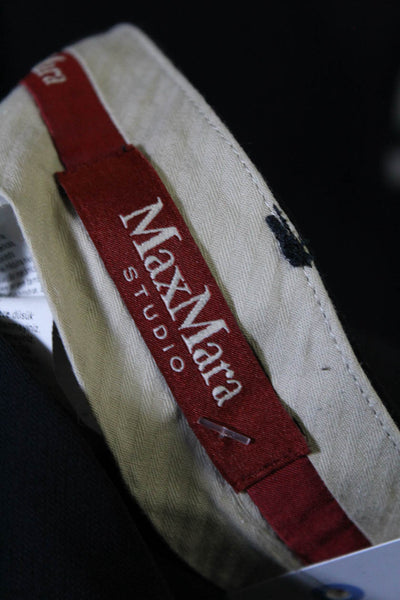 Max Mara Studio Women's Mid Rise Straight Leg Pleated Dress Pants Navy Size 4