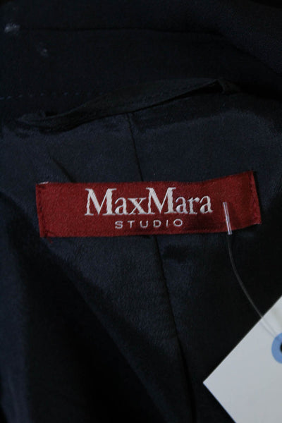 Max Mara Studio Women's Double Breasted Fully Lined Blazer Coat Navy Size 2