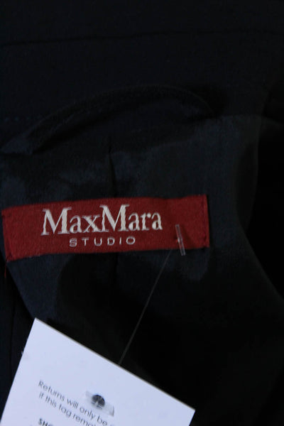 Max Mara Studio Women's Double Breasted Fully Lined Blazer Jacket Navy Size 2
