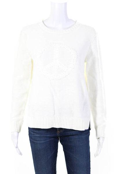 Lisa Todd Women's Cotton Blend Crewneck Pullover Sweater White Size S