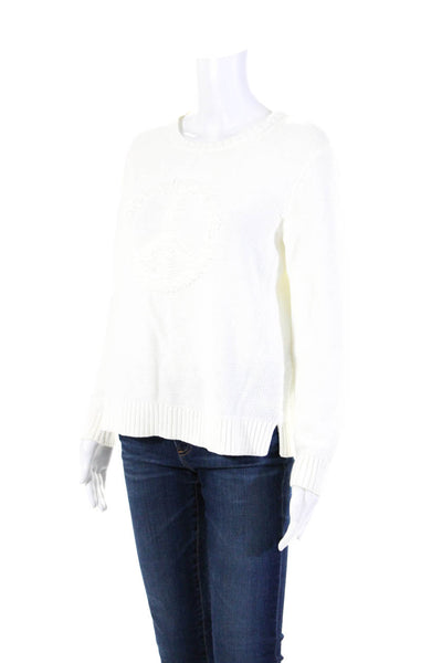 Lisa Todd Women's Cotton Blend Crewneck Pullover Sweater White Size S