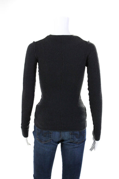 Inhabit Women's Cashmere Long Sleeve Crewneck Pullover Sweater Dark Gray Size P
