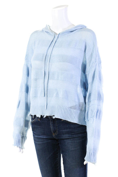 R+A Women's Cotton Knit Pullover Hoodie Blue Size XS