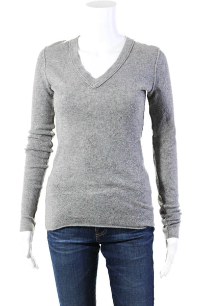 Inhabit Women's Long Sleeve Cashmere V Neck Pullover Sweater Gray Size P