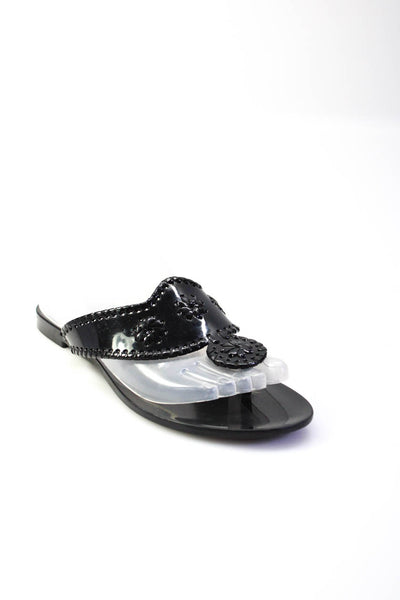 Jack Rogers Womens Woven Waterproof Slide On Flat Jelly Sandals Black Size 7