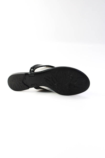 Jack Rogers Womens Woven Waterproof Slide On Flat Jelly Sandals Black Size 7