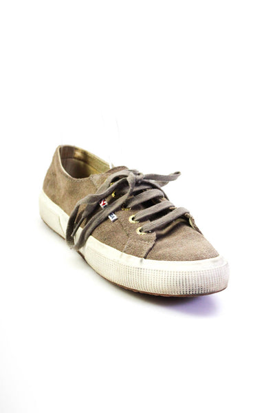 Superga Unisex Adults Leather Round Toe Low Top Sneakers Gray Size W7.5 M6
