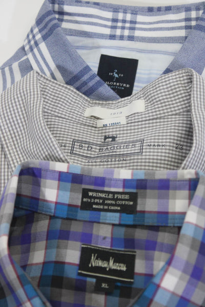 Tailorbyrd Neiman Marcus Mens Cotton Striped Button Tops Blue Size XL 2XL Lot 3