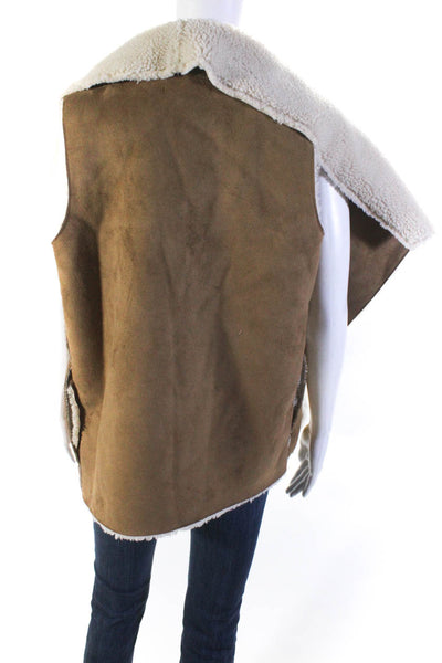 Velvet by Graham & Spencer Womens Faux Shearling Waterfall Vest Brown Size XS