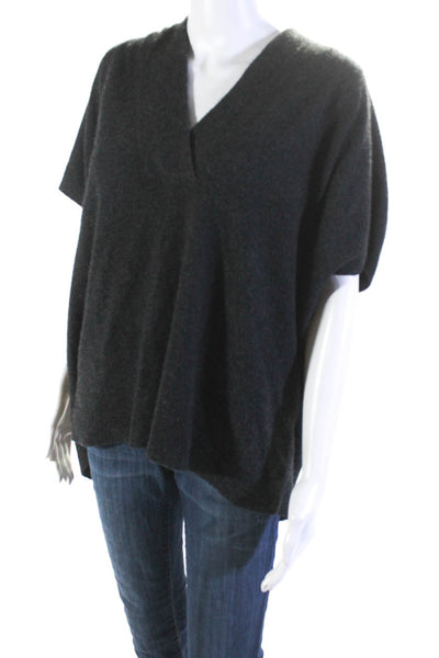 Vince Womens Oversize V Neck Dolman Sleeve Sweater Dark Gray Wool Size XS