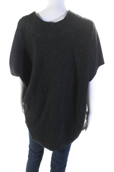 Vince Womens Oversize V Neck Dolman Sleeve Sweater Dark Gray Wool Size XS