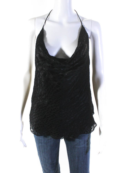 Haute Hippie Womens Fil Coupe Satin Cowl Halter Tank Top Blouse Black Size XS