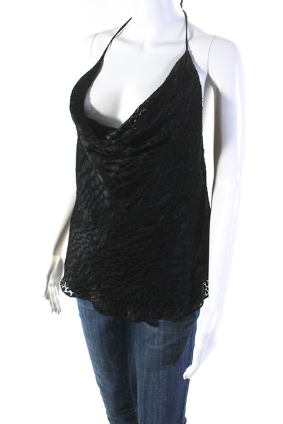 Haute Hippie Womens Fil Coupe Satin Cowl Halter Tank Top Blouse Black Size XS