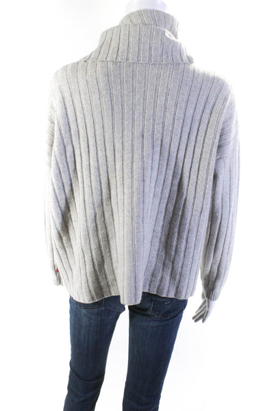 Central Park West Womens Wide Rib Turtleneck Boxy Sweater Gray Size Large