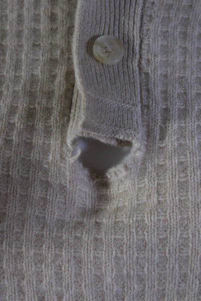 Everlane Womens Henley Crew Neck Waffle Knit Sweater Beige Cashmere Size XS