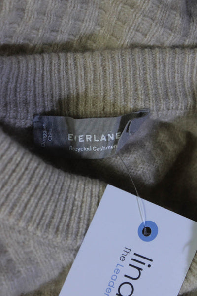 Everlane Womens Henley Crew Neck Waffle Knit Sweater Beige Cashmere Size XS