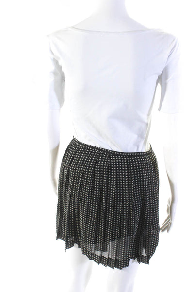 Madewell Womens Printed Chiffon Pleated Mini Circle Skirt Black Size 0