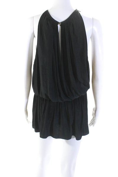 Ramy Brook Womens Crew Neck Mini Sleeveless Drop Waist Dress Black Size Medium