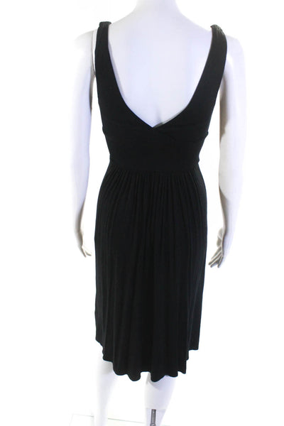 Vince Womens Surplice Jersey Sleeveless Midi A Line Dress Black Size Extra Small