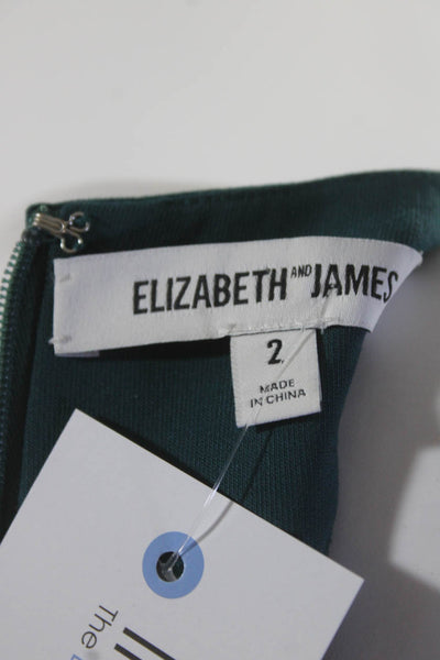 Elizabeth and James Womens Asymmetrical Hem Rivet Sheath Dress Teal Size 2