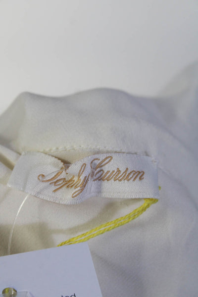 Sophy Curson Women's Off The Shoulder Short Sleeves Silk Blouse Cream Size XL