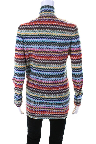 Sophy Curson Women's High Neck Long Sleeves Quarter Zip Multicolor Tunic Size L