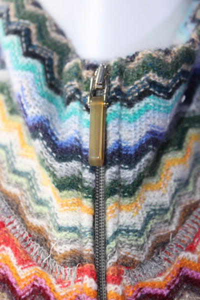 Sophy Curson Women's High Neck Long Sleeves Quarter Zip Multicolor Tunic Size L