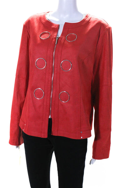 Insight Women's Round Neck Long Full Zip Jacket Red Size 18