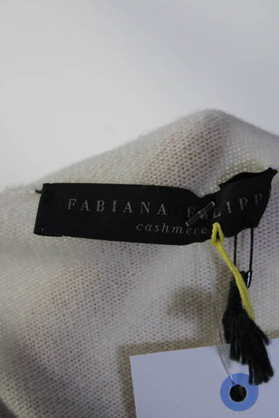 Fabiana Filippi Women's Round Neck Long Sleeves Cashmere Sweater Beige Size 42