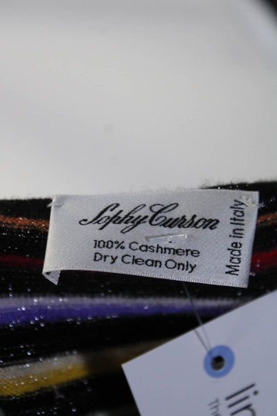 Sophy Curson Women's Cashmere Long Sleeves Multicolor Stripe Sweater Size M