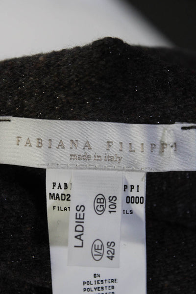 Fabiana Filippi Women's Turtleneck Long Sleeves Sweater Brown Size S