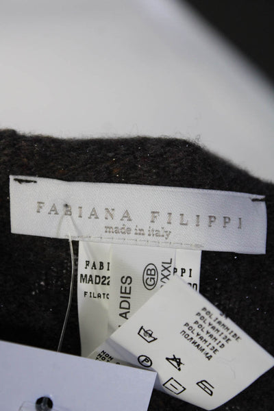Fabiana Filippi Women's Turtleneck Long Sleeves Pullover Seater Brown Size XXL