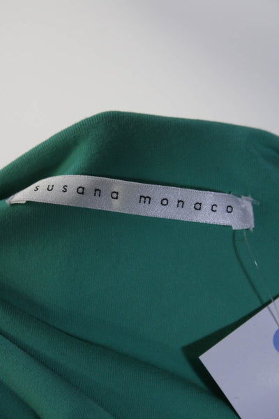 Susana Monaco Womens Round Neck Long Sleeved Stretch Shift Dress Green Size M