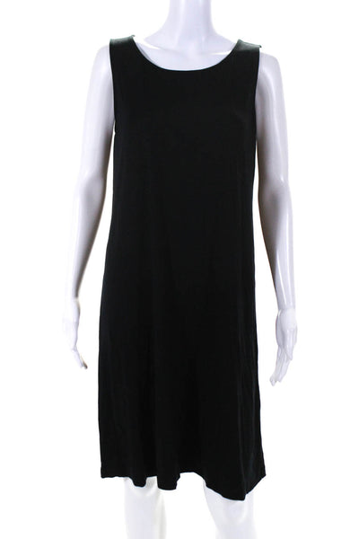 Eileen Fisher Womens Sleeveless Knee Length Boat Neck Tank Dress Black Size M