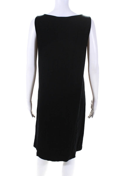 Eileen Fisher Womens Sleeveless Knee Length Boat Neck Tank Dress Black Size M