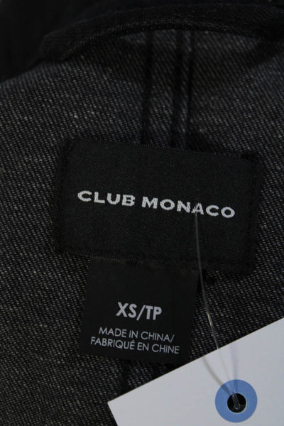 Club Monaco Womens Asymmetrical Zip Denim Vest Black Size Extra Small