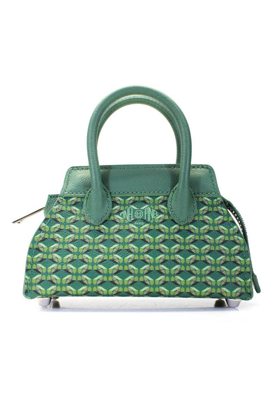 Pinel Et Pinel Womens Patti Mini Geometric Coated Canvas Satchel Handbag Green