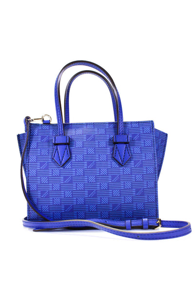 Moreau Womens Bregancon Check Print Mini Zip Tote Satchel Handbag Blue