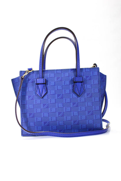 Moreau Womens Bregancon Check Print Mini Zip Tote Satchel Handbag Blue