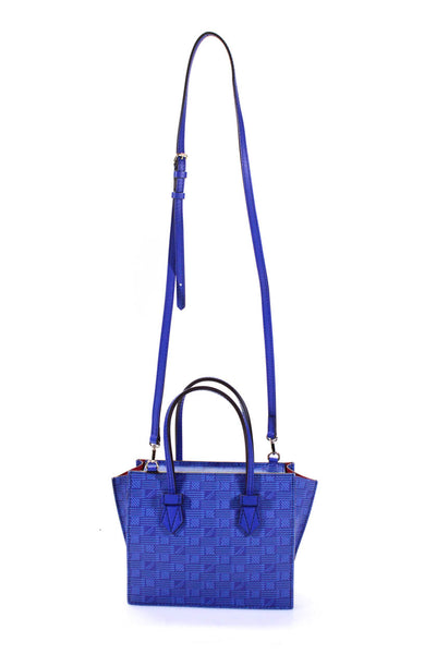 Moreau Womens Bregancon Check Print Mini Zip Tote Satchel Handbag Blue