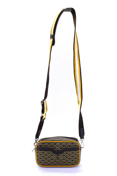 Pinel Et Pinel Womens Clyde Webbing Strap Shoulder Bag Handbag Yellow Brown